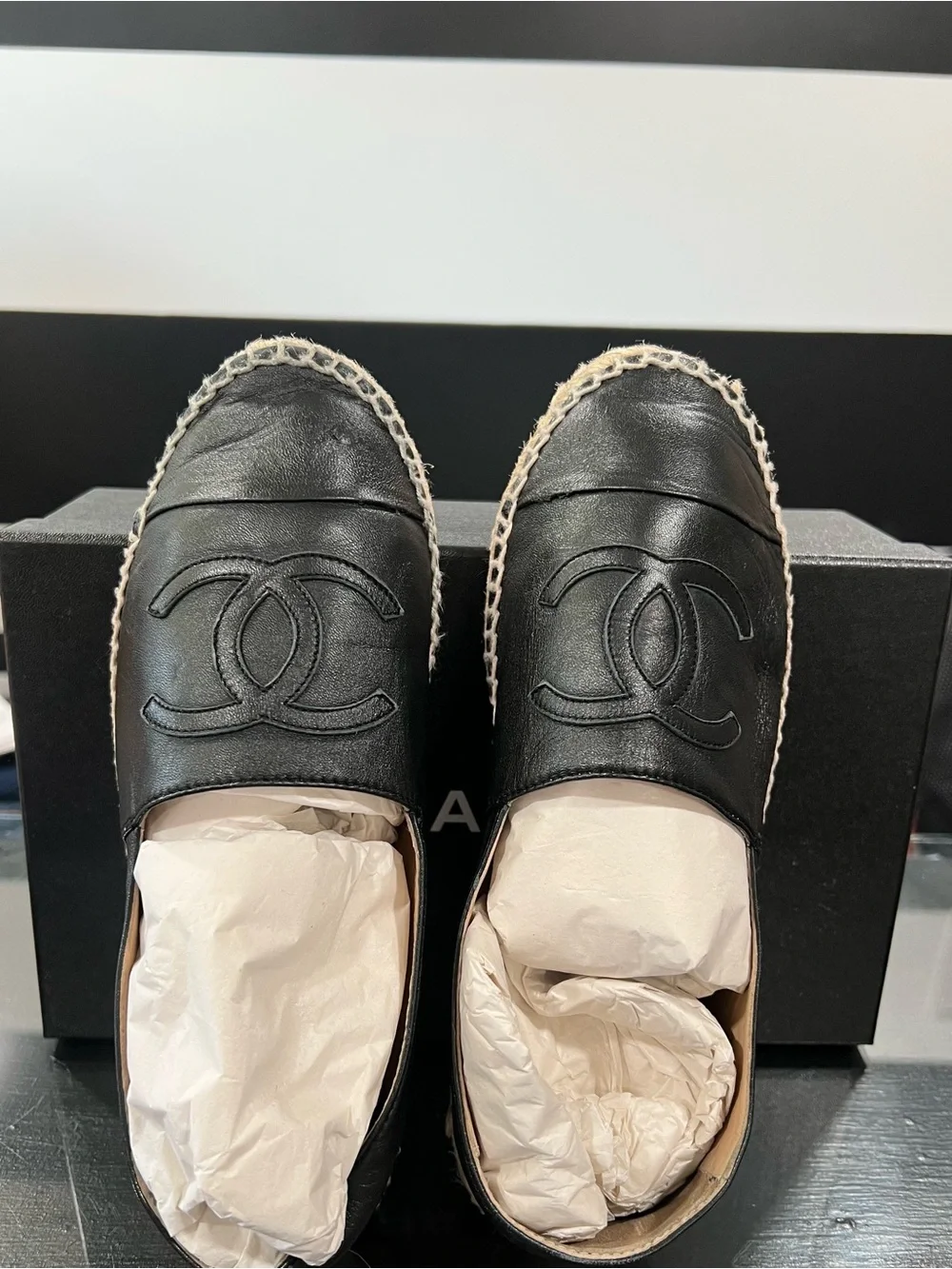 CHANEL Black Leather Espadrille Loafer - Women’s - Picture 3 of 9